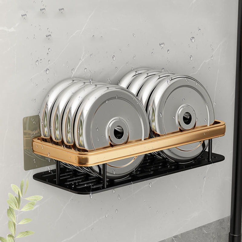 Gold Bathroom Shelf Glass Metal Wall Mounted Floating Bathroom Shelf