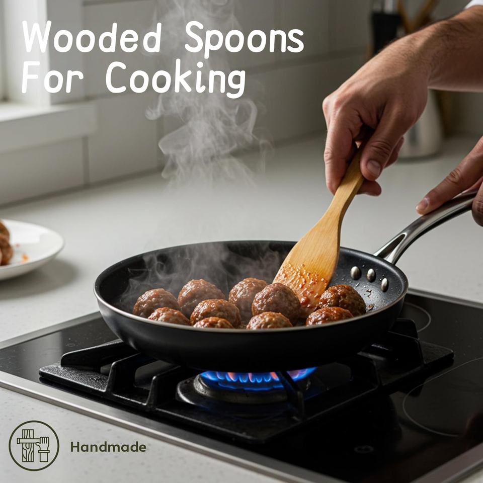 Durable Eco-Friendly Kitchen Utensil Set Made of Wood and Bamboo with Holder, Home Cooking Tools Set