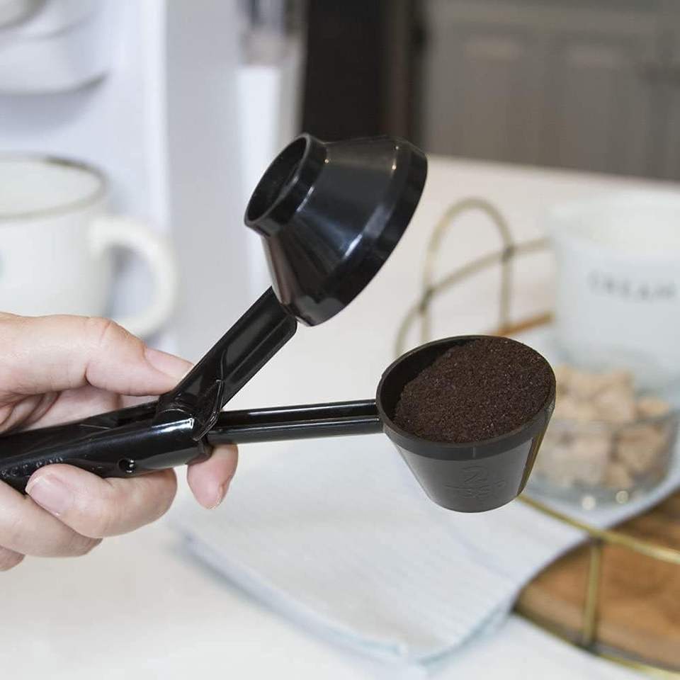 Reusable K-Cup Coffee Scoop & Funnel Set - 2 Tablespoon Capacity Plastic Measuring Spoon for Refillable Coffee Pods
