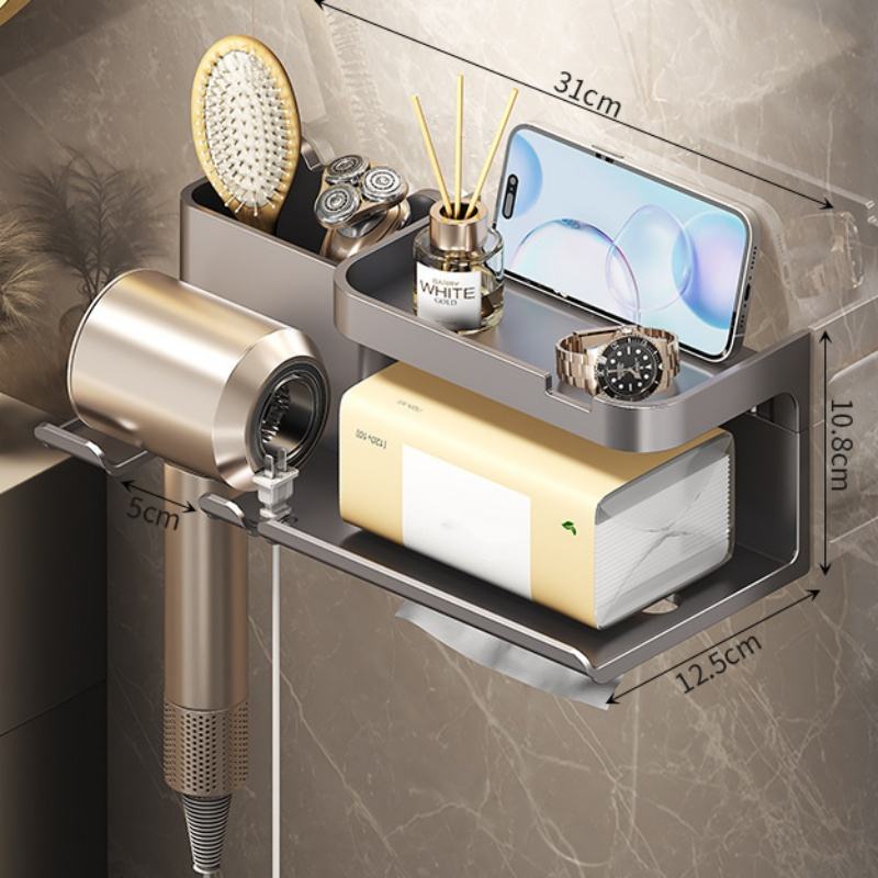 Modern Hair Dryer Rack Wall Mount for Home and Hotel Bathroom