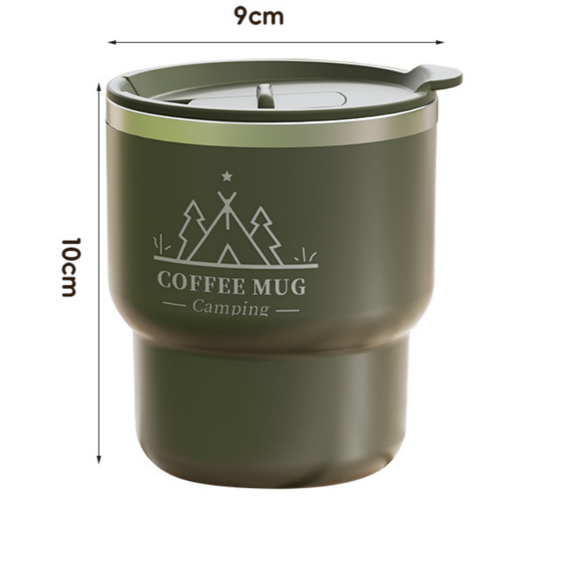 Portable Double-Walled Anti-Scald Coffee/Water Cup with Lid for Home and Camping, for Direct Drinking