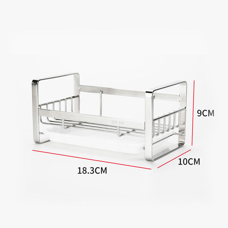 Stainless Steel Kitchen Sink Caddy with Drip Tray and Sponge Holder