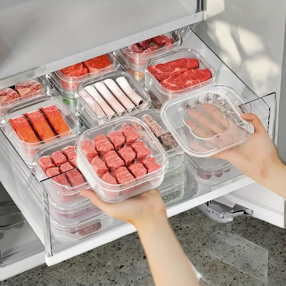 Refrigerator Organizer Set - Meat Freezer, Fruit & Vegetable Crisper, Dumpling Garlic Onion Storage Boxes