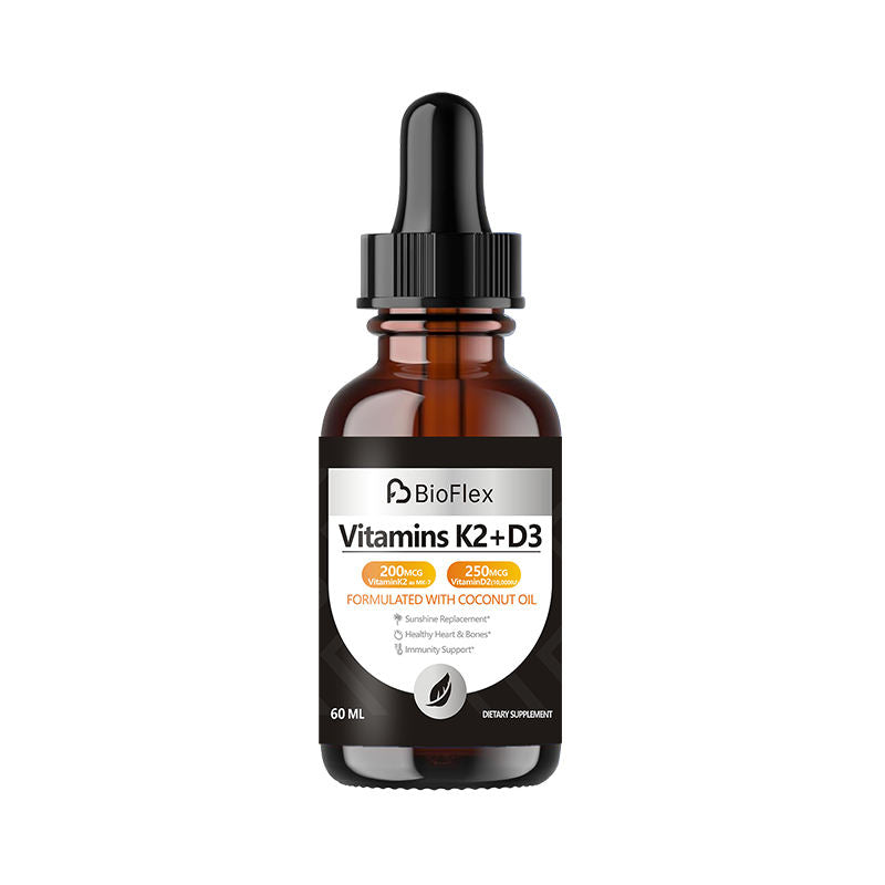 Private Label Vitamin D3 K2 10,000 IU MK7 Liquid Drops with Coconut Oil