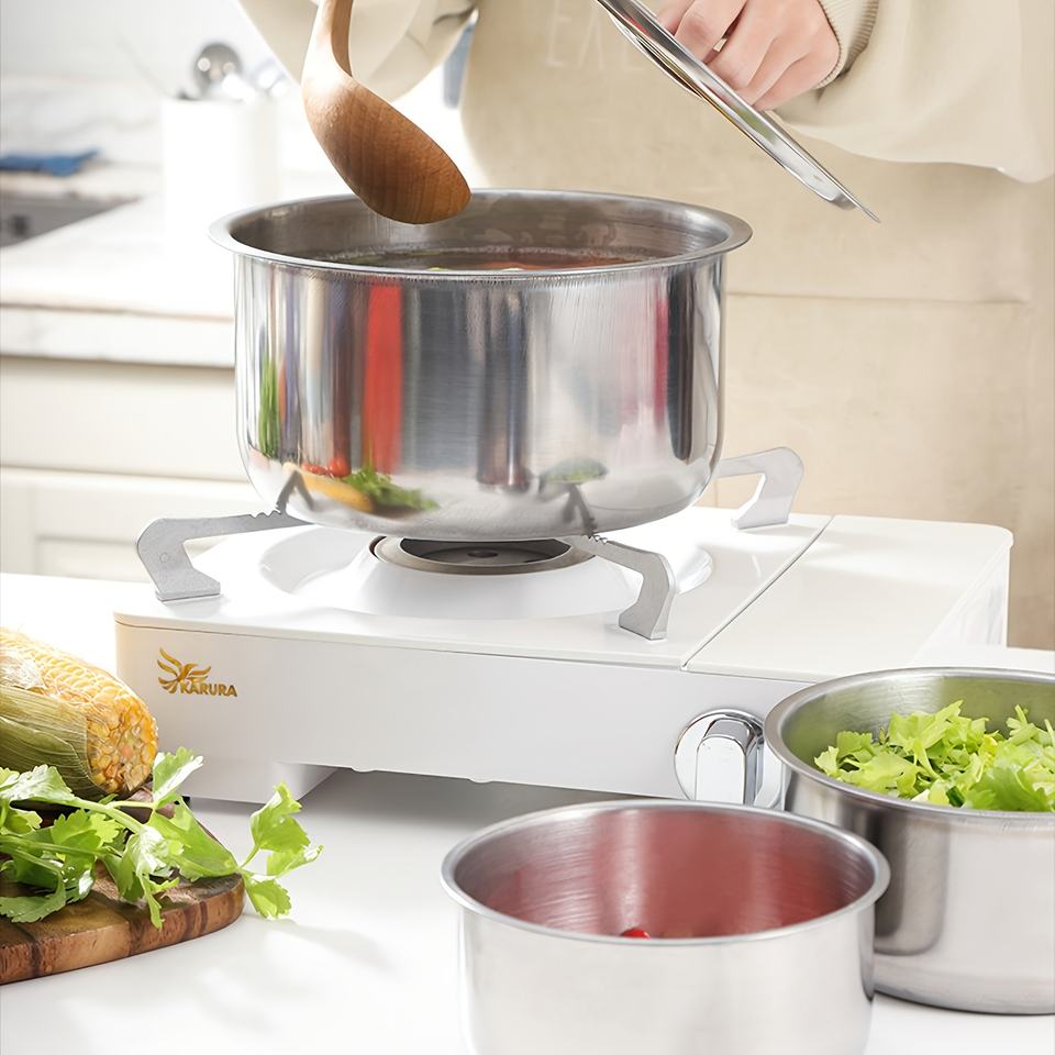 5-Piece Stainless Steel Soup Pot Set with Lids - Dishwasher and Freezer Safe, Modern Design for Home, Picnic, Camping