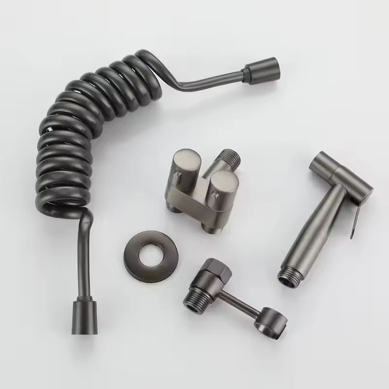 Gray Stainless Steel Bathroom Bidet Spray Set with Adjustable Water Pressure Nozzle