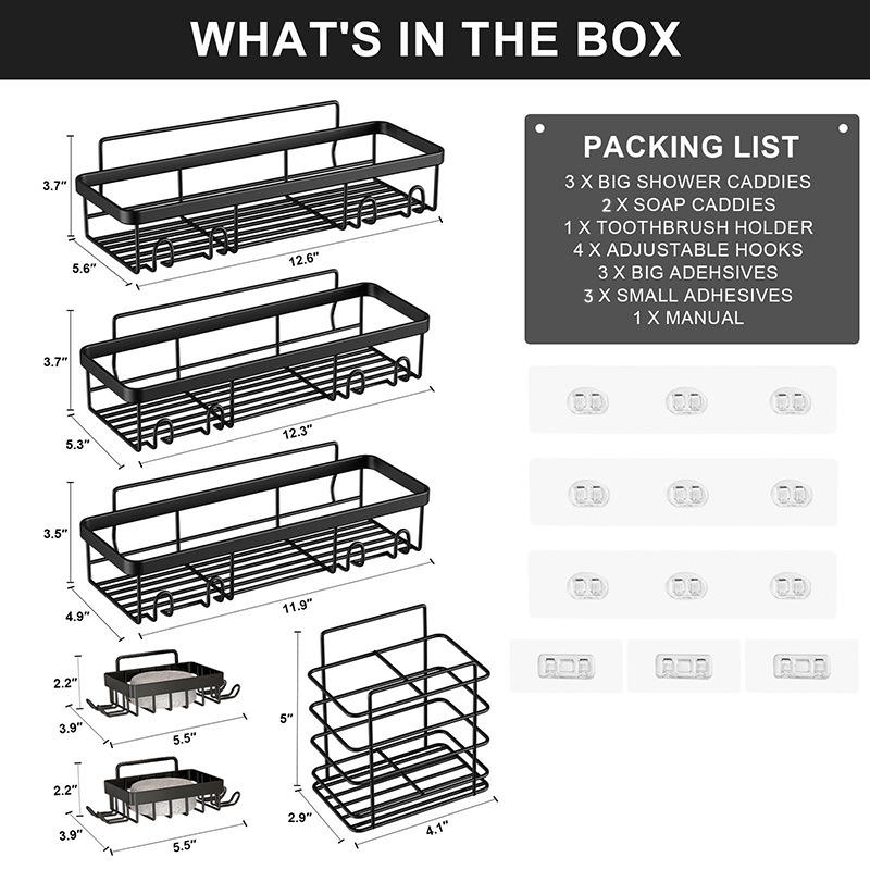 Metal Wall Shower Shelf for Bathroom Storage of Shampoo and Gel