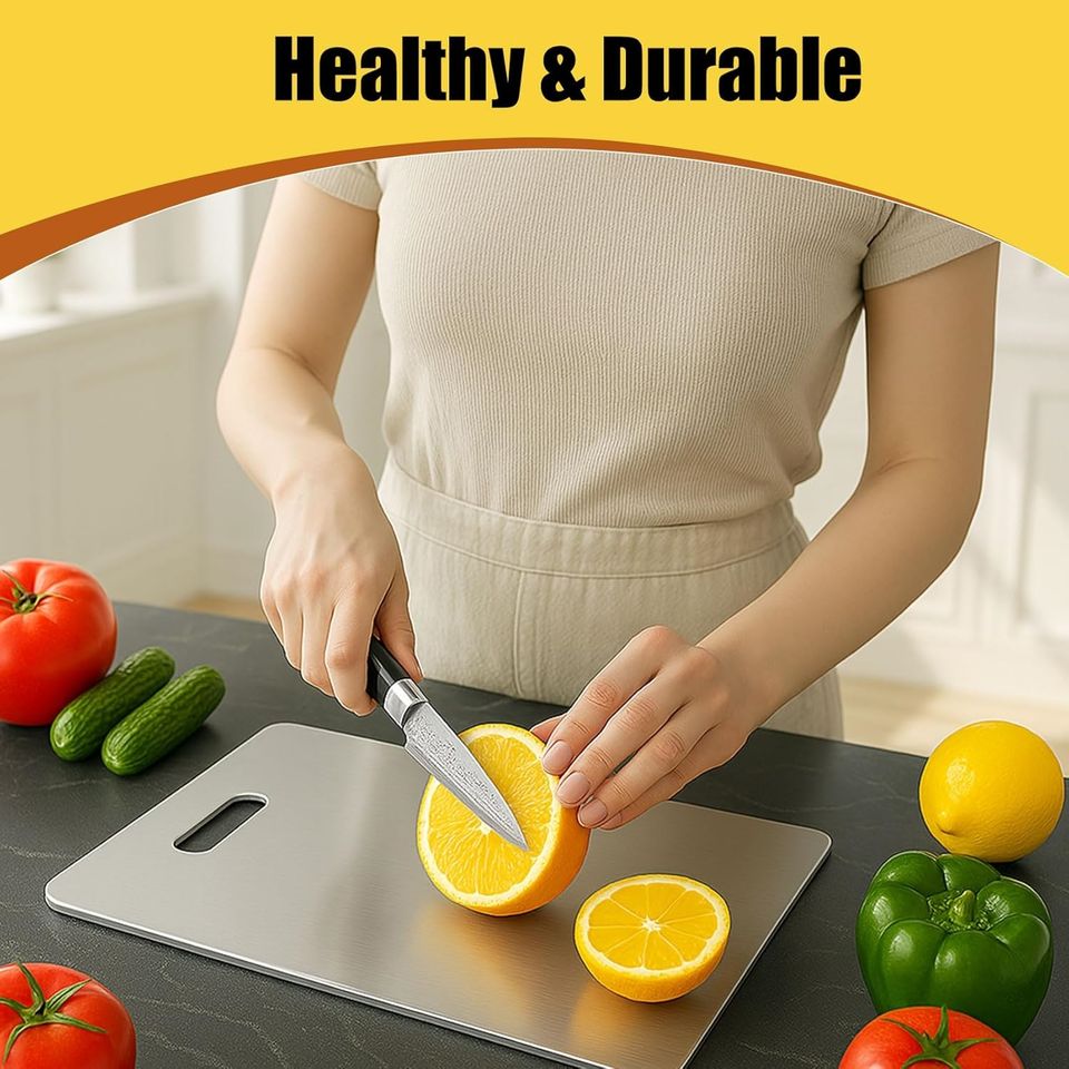 Durable Stainless Steel Cutting Board - Reversible & Available in Three Sizes Food-Safe Chopping Blocks