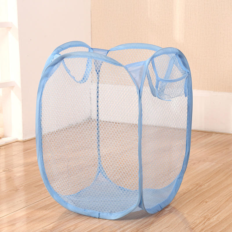 Portable Mesh Pop-Up Laundry Basket with Handle