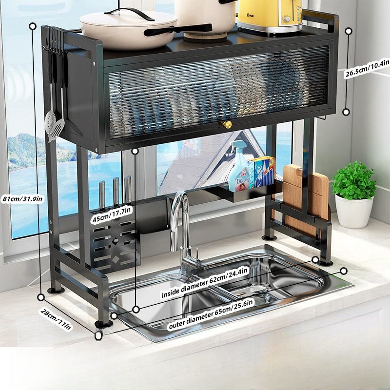 Adjustable Over-the-Sink Dish Drying Rack Kitchen Organizer