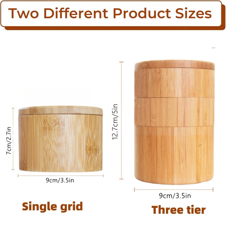 Bamboo Rotating Lid Magnetic Ceramic Salt Pepper Container Dry Food Storage Kitchen Organizer