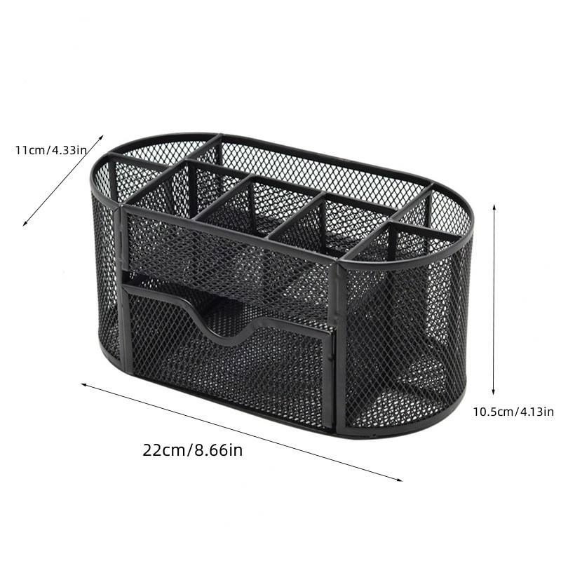 High-Quality Black Pencil Holder Nine Palace Grid Desk Organizer Office Student Pen Holder