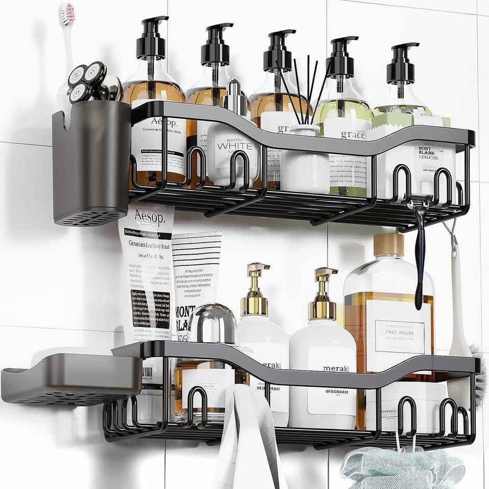 Metal Wall Shower Shelf for Bathroom Storage of Shampoo and Gel