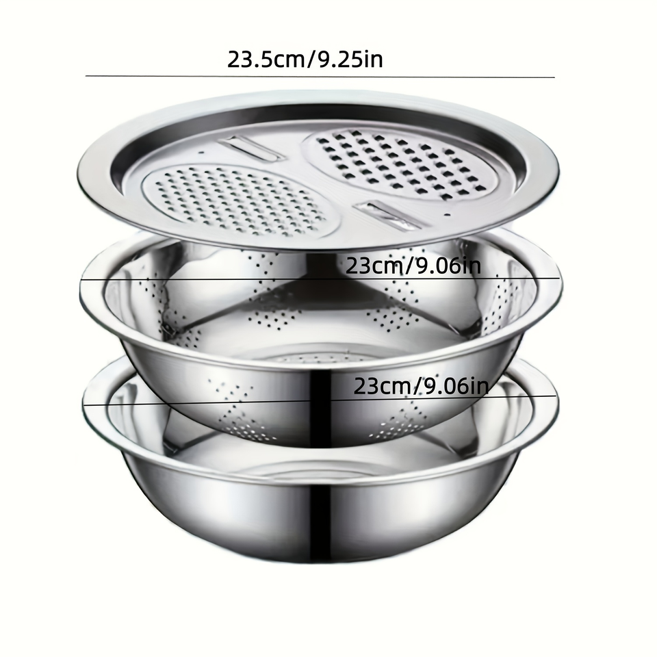 Multifunctional Stainless Steel Vegetable and Fruit Sieve, Net Cutter, Rice Washer