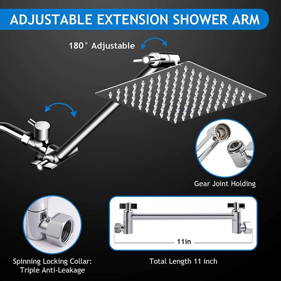 High-Quality 8-Inch Stainless Steel High Pressure Rainfall Filter Shower Head Set