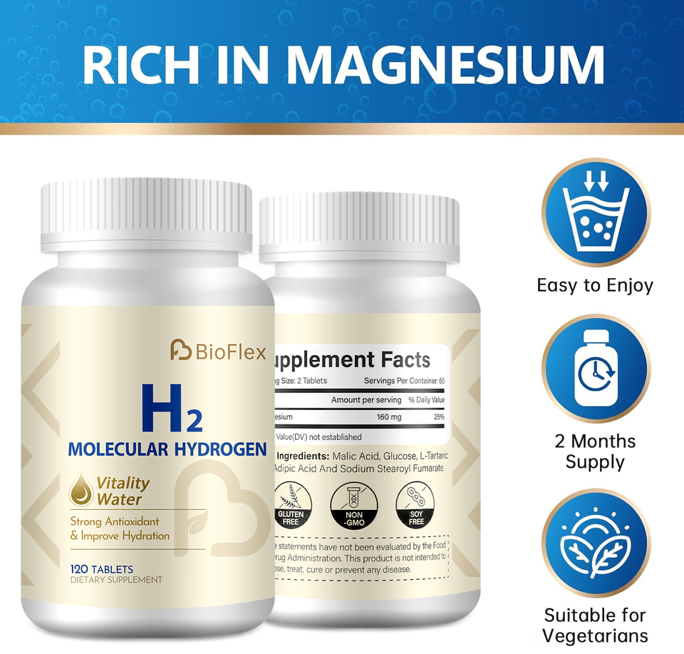 OEM Private Label 120 Tablets H2 Molecular Elemental Magnesium Hydrogen Wholesale for Adult Drinking Water Not for Newborns