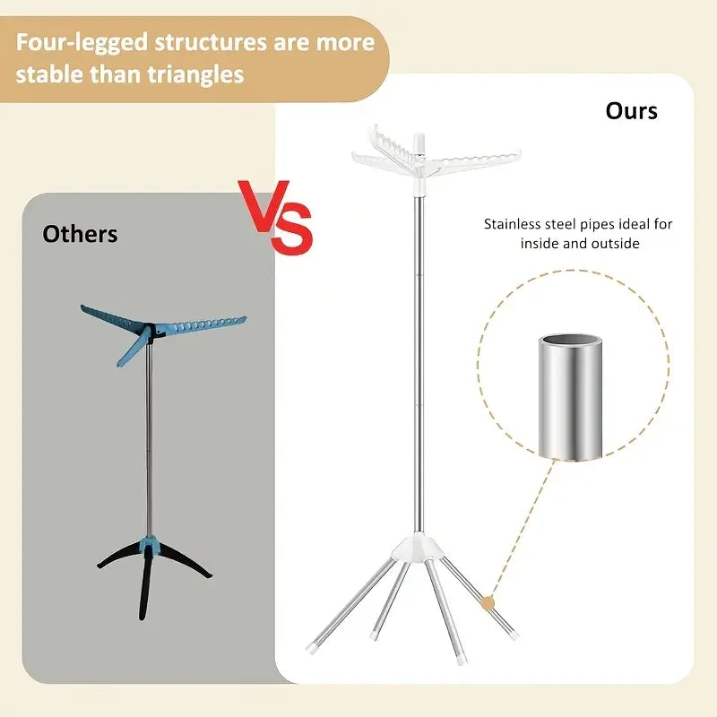 Multifunctional Folding Standing Clothes Drying Rack with Rotating Hangers for Bathroom, Home & Outdoor Space Use
