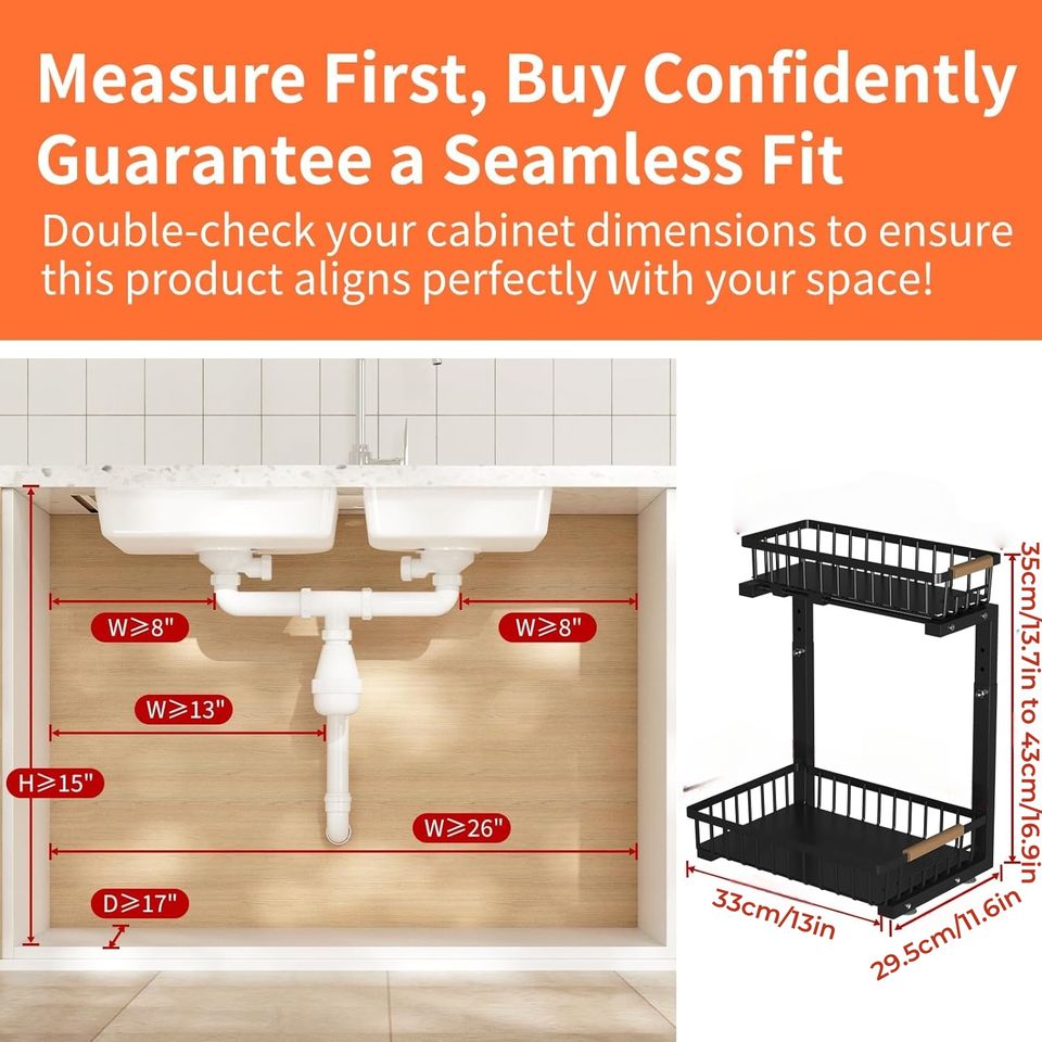 Adjustable Kitchen Sink Storage Shelf Rack Slide-Out Drawer Spice Racks Kitchen Cabinets Storage Box