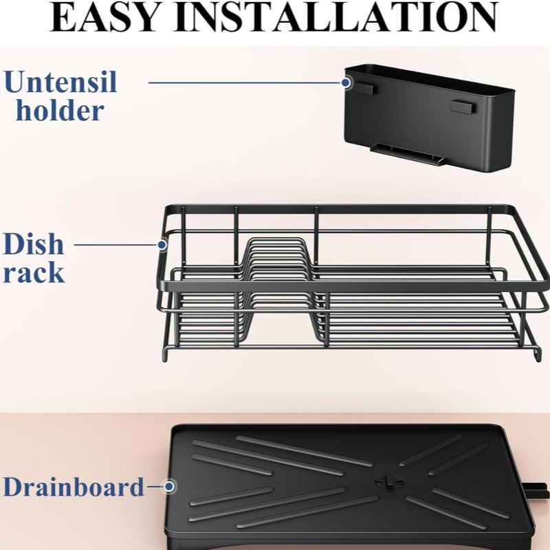 High-Quality Single-Layer Carbon Steel Dish Rack for Kitchen Storage with Drainage Drying