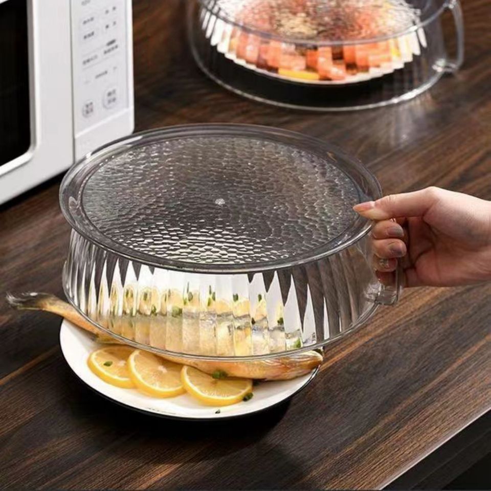 Reusable Stackable Round Transparent Food Cover Heat-Resistant Plastic Lid Organizer Kitchen Fly Protection