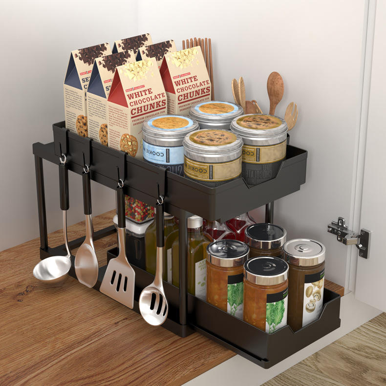 Adjustable Double-Layer Sink Organizer Kitchen Storage