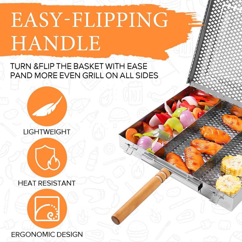 Durable Stainless Steel Outdoor Leisure Grill Plate with Grilled Fish Pan Tool