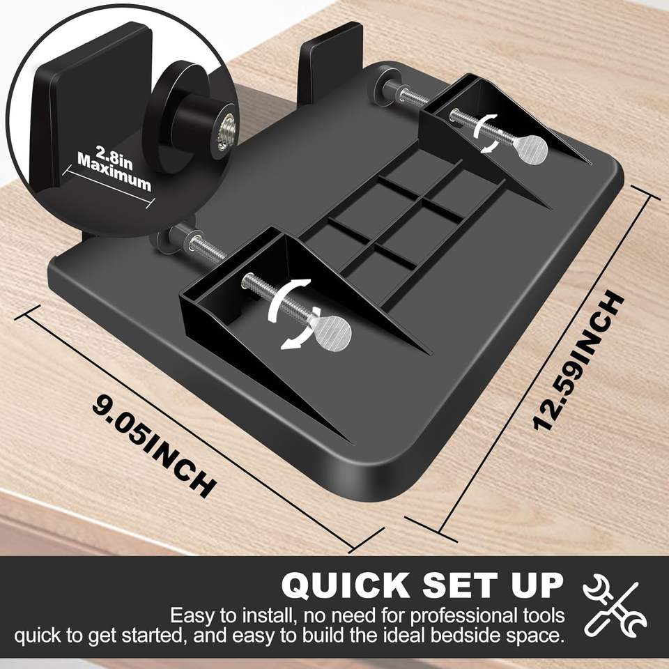 Dorm Bunk Bed Side Shelves, Clip-On Bedside Shelf, Headboard Tray Organizer Essentials for College Dorm Rooms