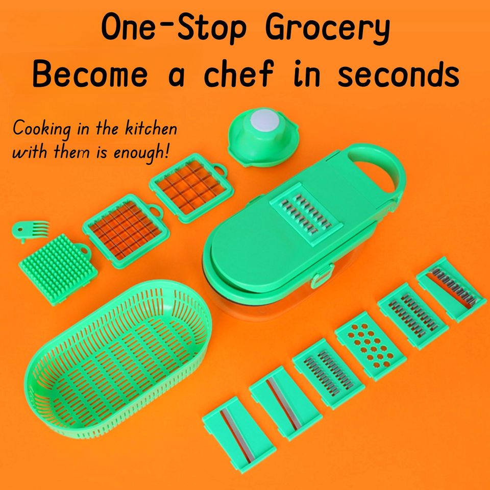 Modern Vegetable Chopper with Container, Stainless Steel Blade Onion Cutter Egg Slicer French Fry Potato Cutter, Kitchen Tool