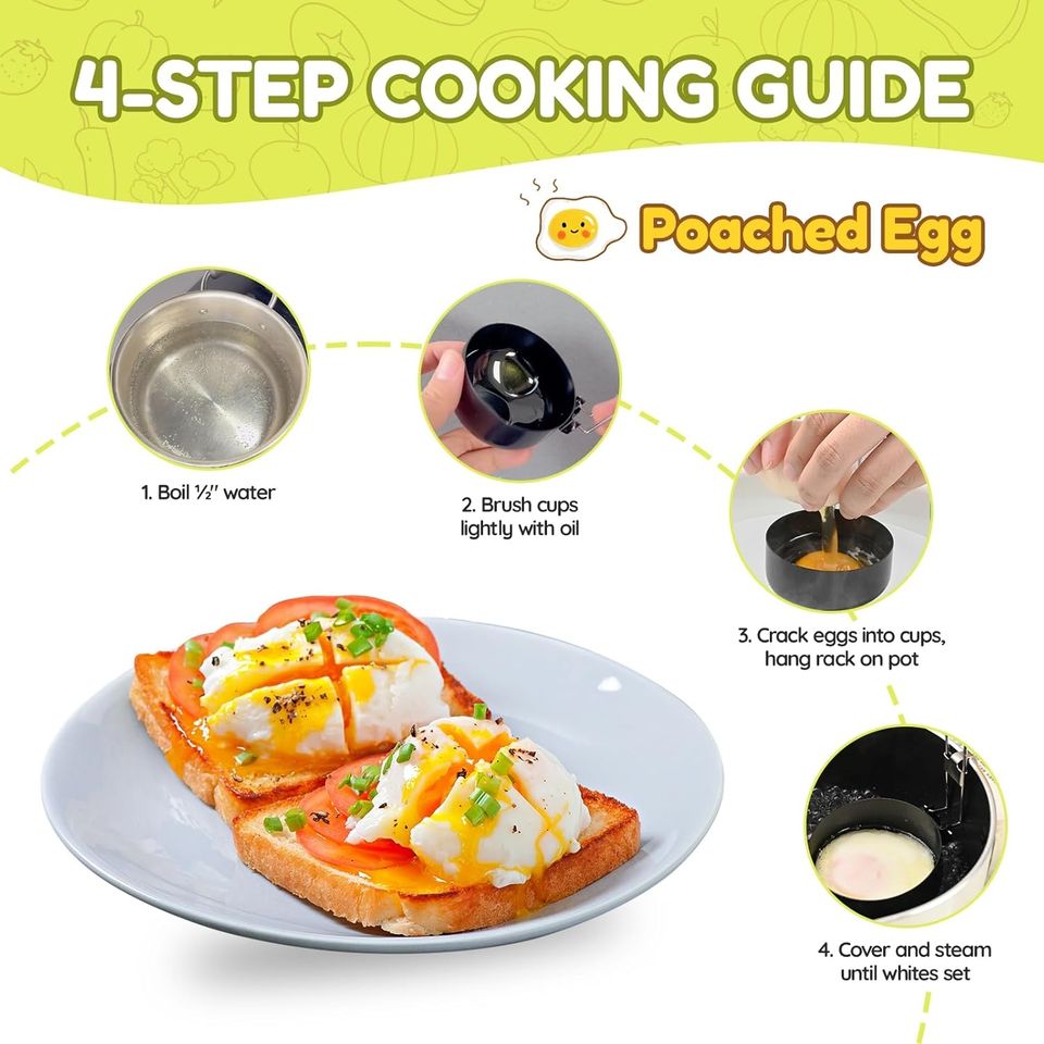 Foldable Metal Round Egg Cooker in Food-Grade Quality with Foldable Hanging Ear Anti-Stick Egg Pot for Kitchen Home Use Egg Tools