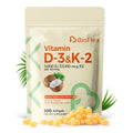BioFlex High-Quality 2-in-1 Extra Strength Vitamin D3 5000 IU & 100mcg K2-MK7 Softgel Supplement with Coconut Oil