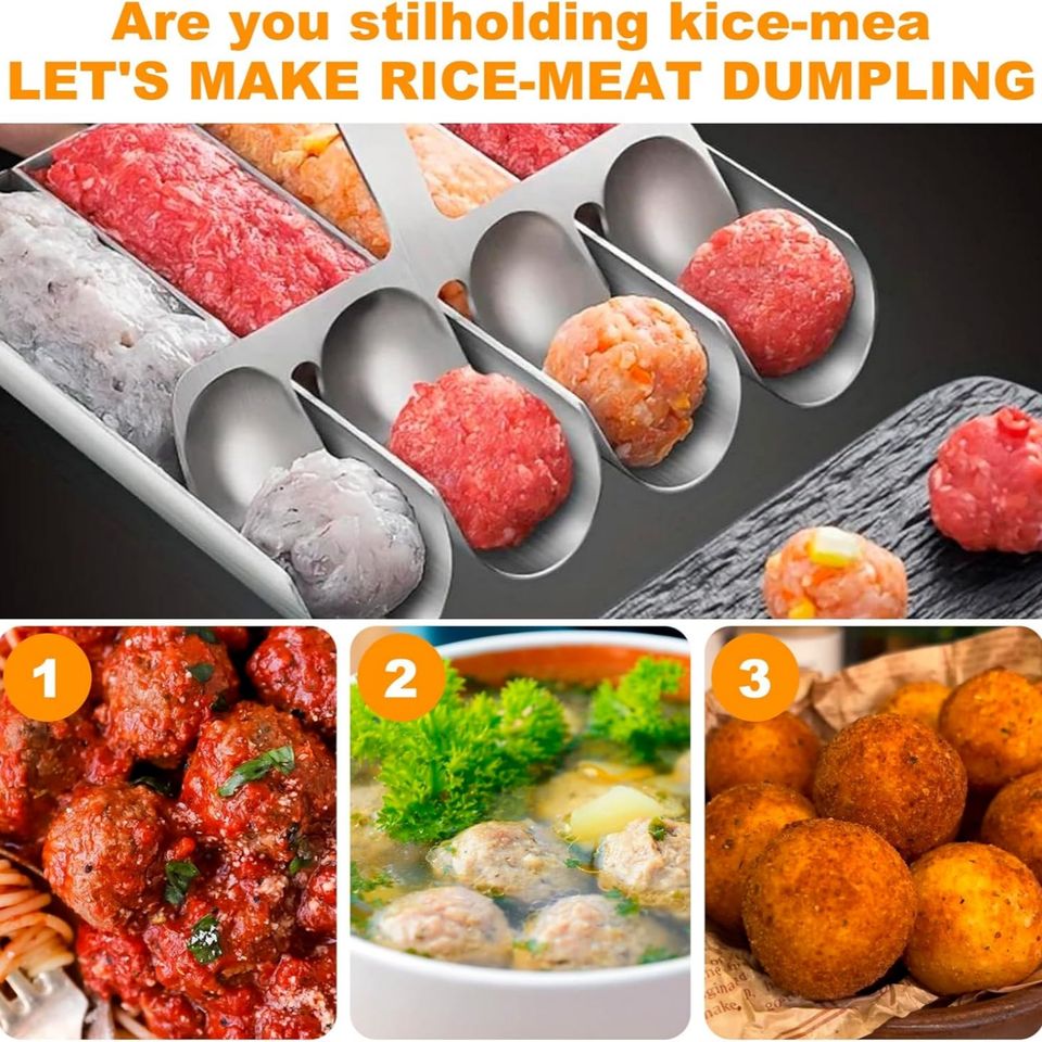 304 Stainless Steel Manual Meatball Maker Kitchen Tool for Fried Fish and Shrimp Durable Shape