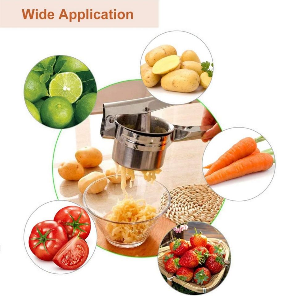 Portable Stainless Steel Potato Masher with 3 Interchangeable Discs - Easy-to-Use Crushing Tool for Home Use