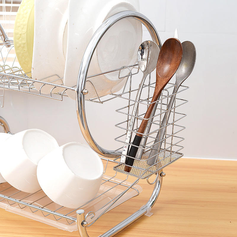 Double Layer Stainless Steel Dish Drainer Rack