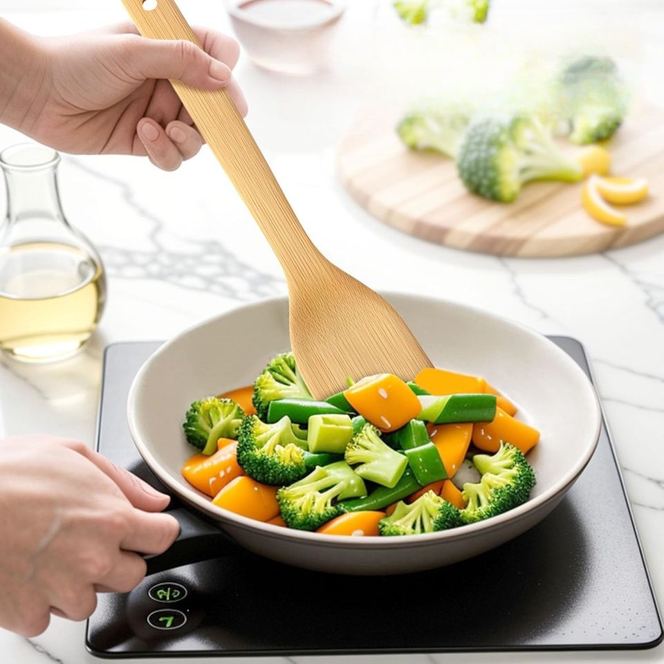 Bamboo Kitchen Utensil Set for Non-Stick Cookware Pots Pans Cooking Spatula Mixing Utensils Bamboo Dishware Sets