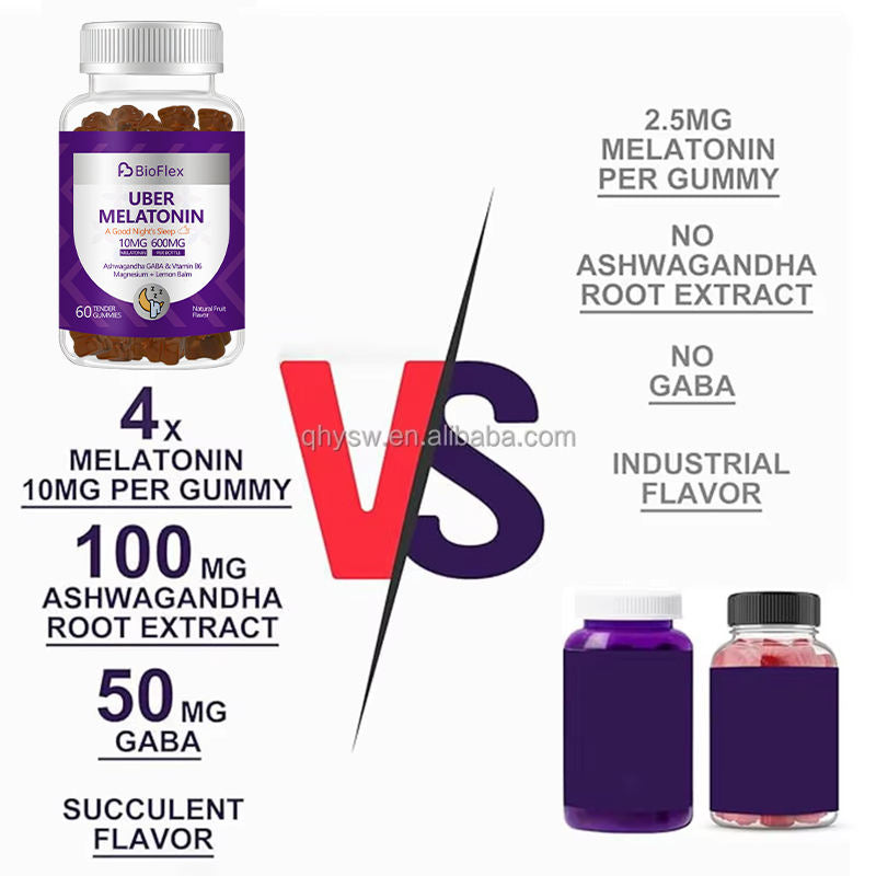 Private Label Melatonin Ashwagandha Vitamin B6 & Magnesium Gummies 10mg Sleep Support