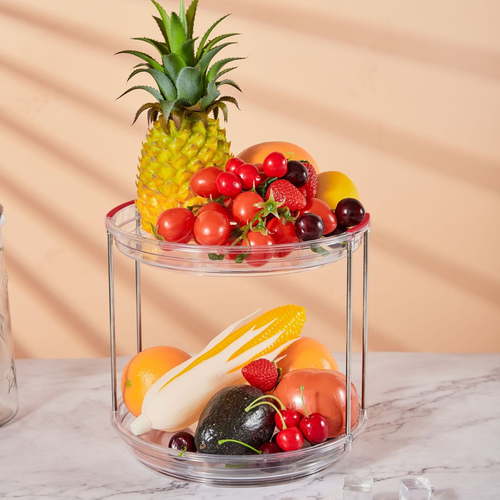 360° Rotating Plastic Kitchen Turntable Organizer with 2 Layers