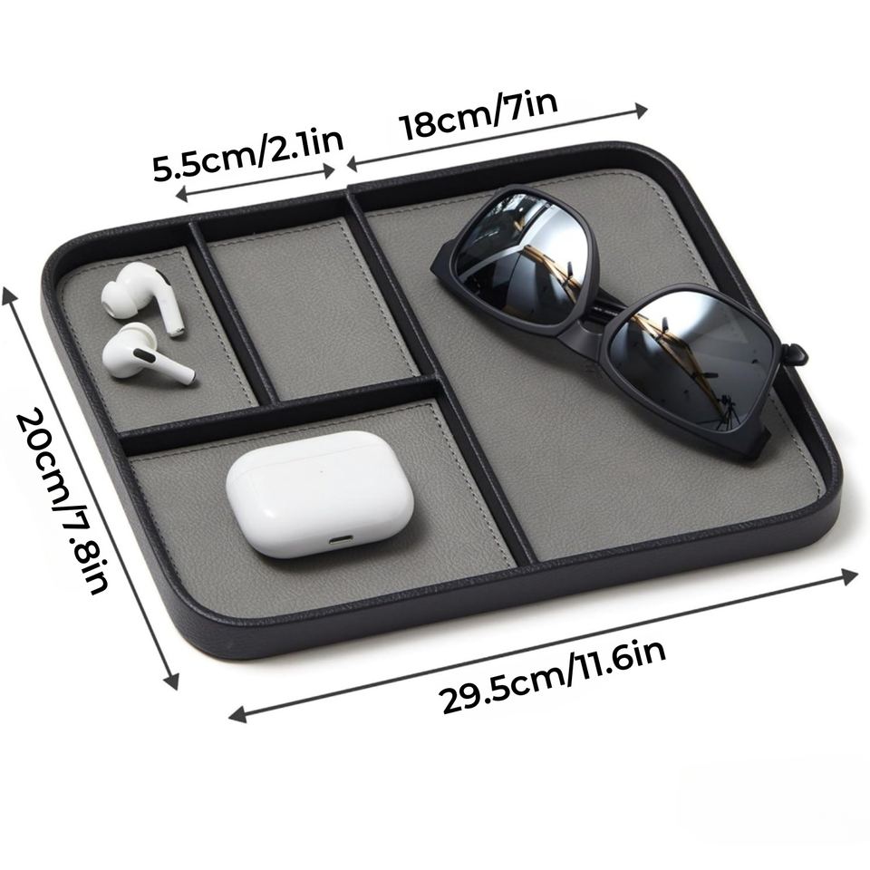 Modern Minimalist Leather Valet Tray Stylish Two-Tier Bedside Organizer for Men for Keys for Kitchen Use