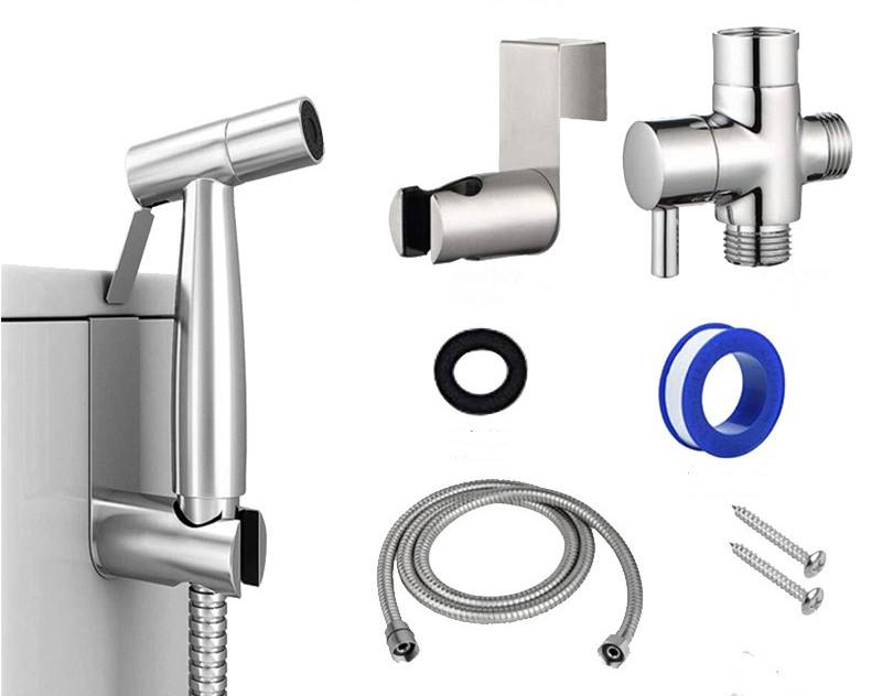 Portable Stainless Steel Handheld Toilet Bidet Spray Kit with 7/8 Water Distributor