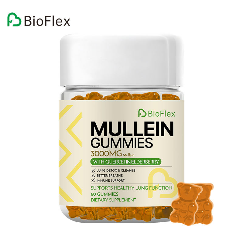 Bioflex OEM 3000mg Mullein Leaf Extract Gummies - Immune Support Respiratory-Lung Cleanse Natural Vegan Mullein Gummies for Lungs