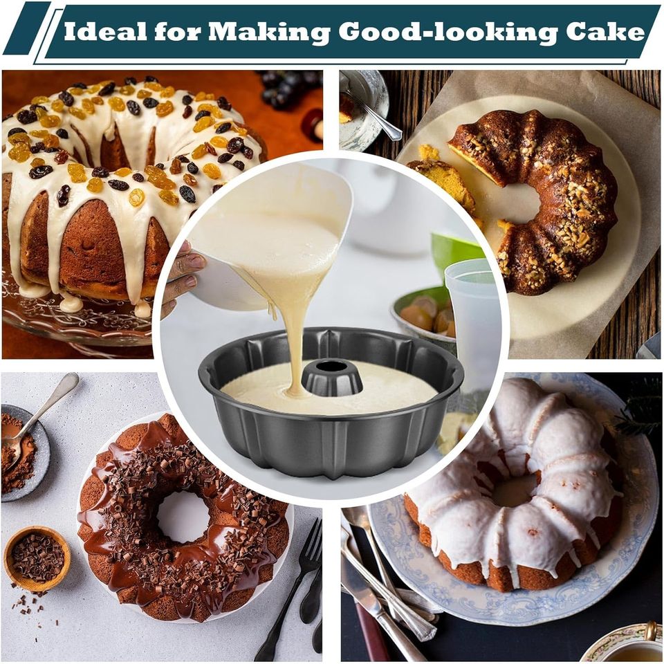 9.4-Inch Metal Non-Stick Cake Mold Tube Pan Baking Tray Essential Cake Tool with Perfect Style