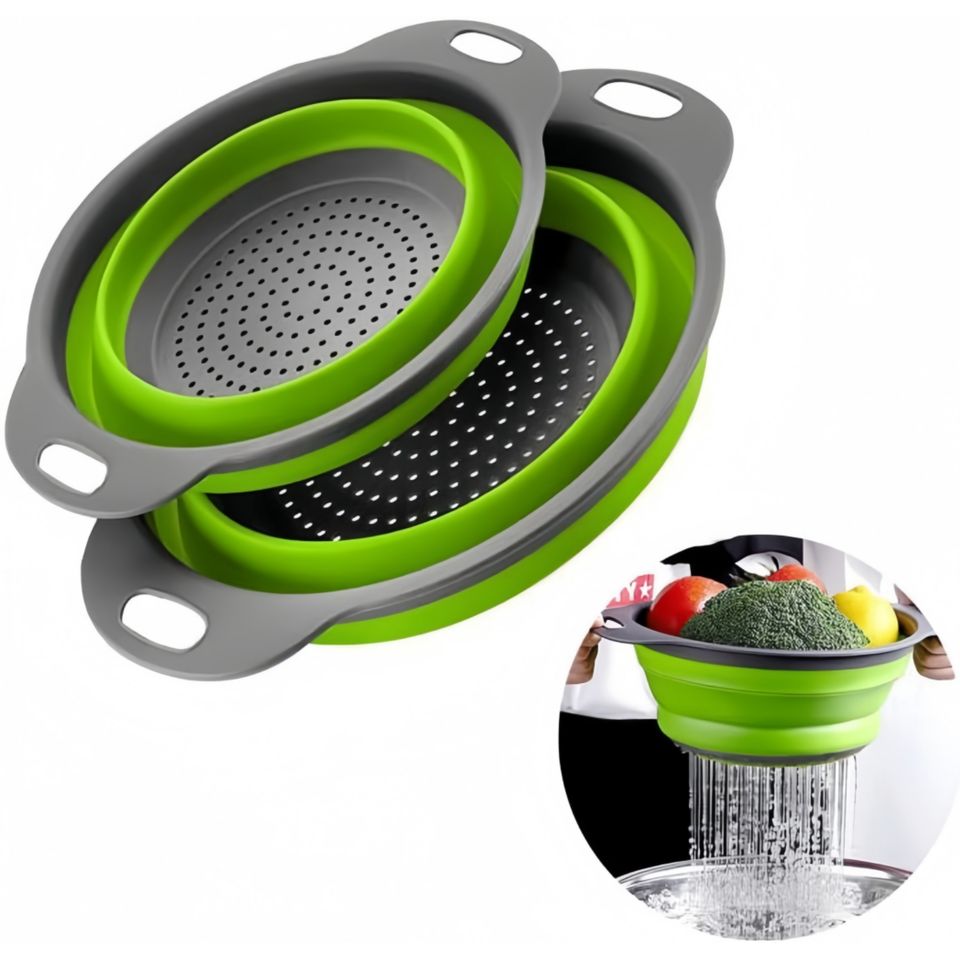 Multifunctional Silicone Folding Kitchen Baskets, Drain Trays & Fruit Storage Baskets, Rotating Vegetable Sieves & Strainers