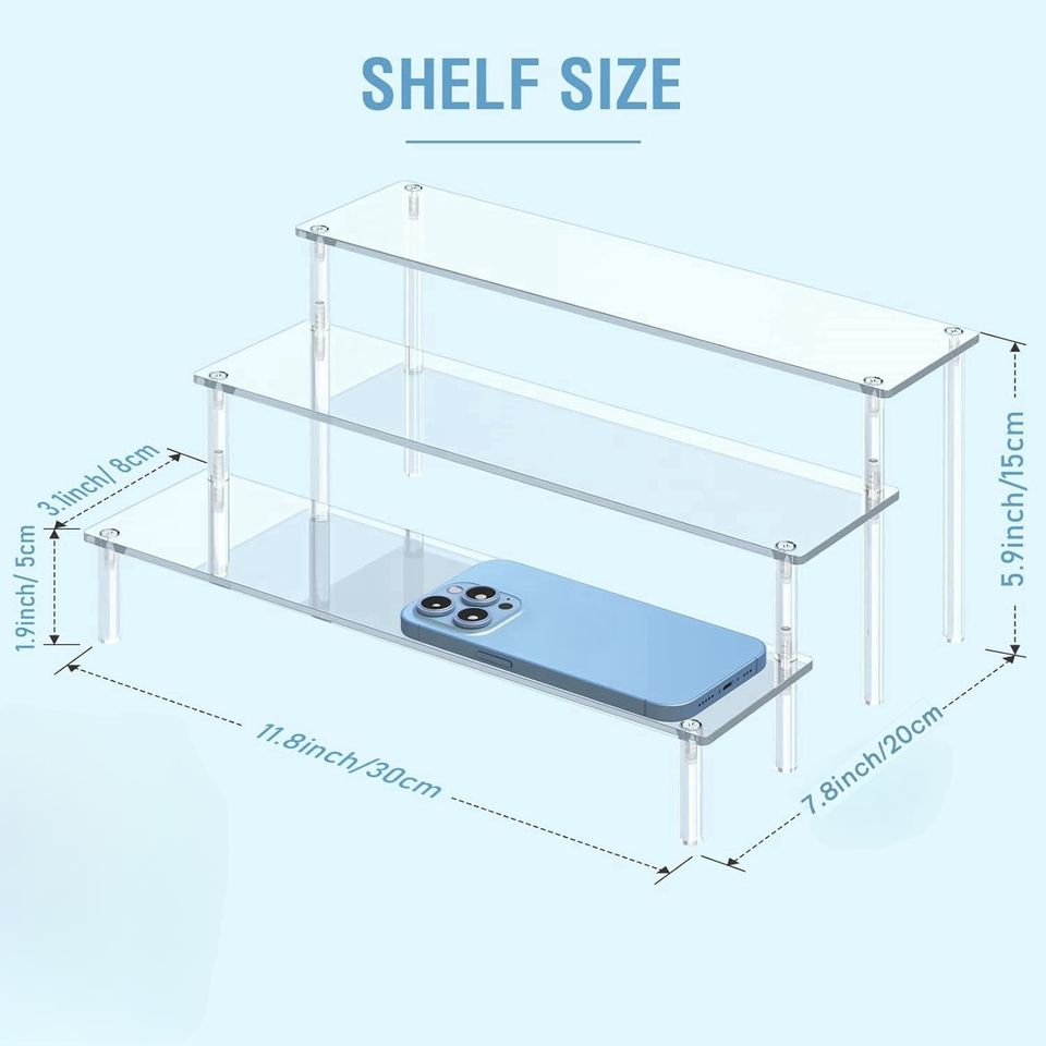 Contemporary 3-Tier Acrylic Storage Shelf Easy-to-Clean Multifunction Organizer for Home Kitchen Bathroom Cosmetics