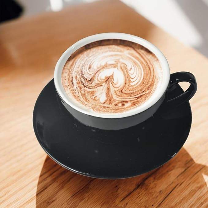 Ceramic Tea and Coffee Cup Set with Saucer - 250ml Ideal for Latte and Cappuccino