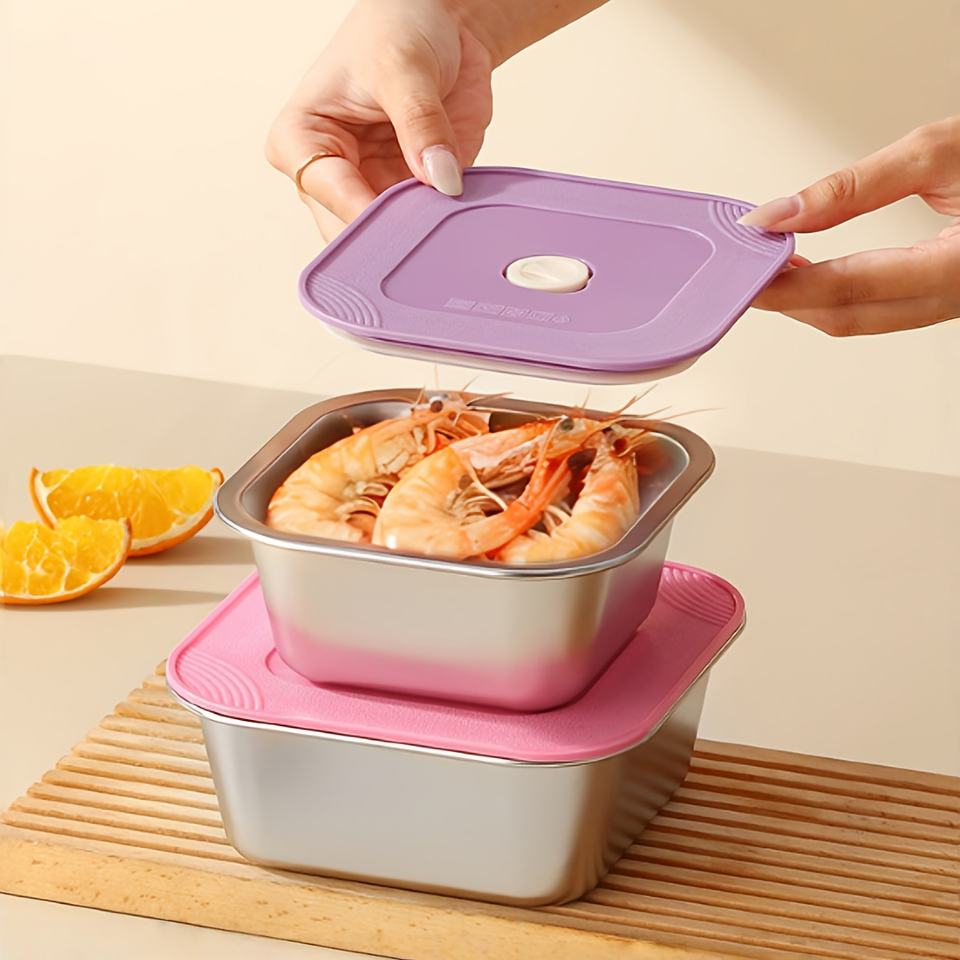 Double-Walled Stainless Steel Lunch Box Microwave-Safe Portable for Kids Students Office Workers Adjustable Storage Yogurt Ice Cream Cup