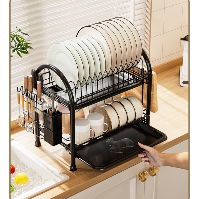 High-Quality Double-Layered Kitchen Shelf - Multi-functional Drain Rack