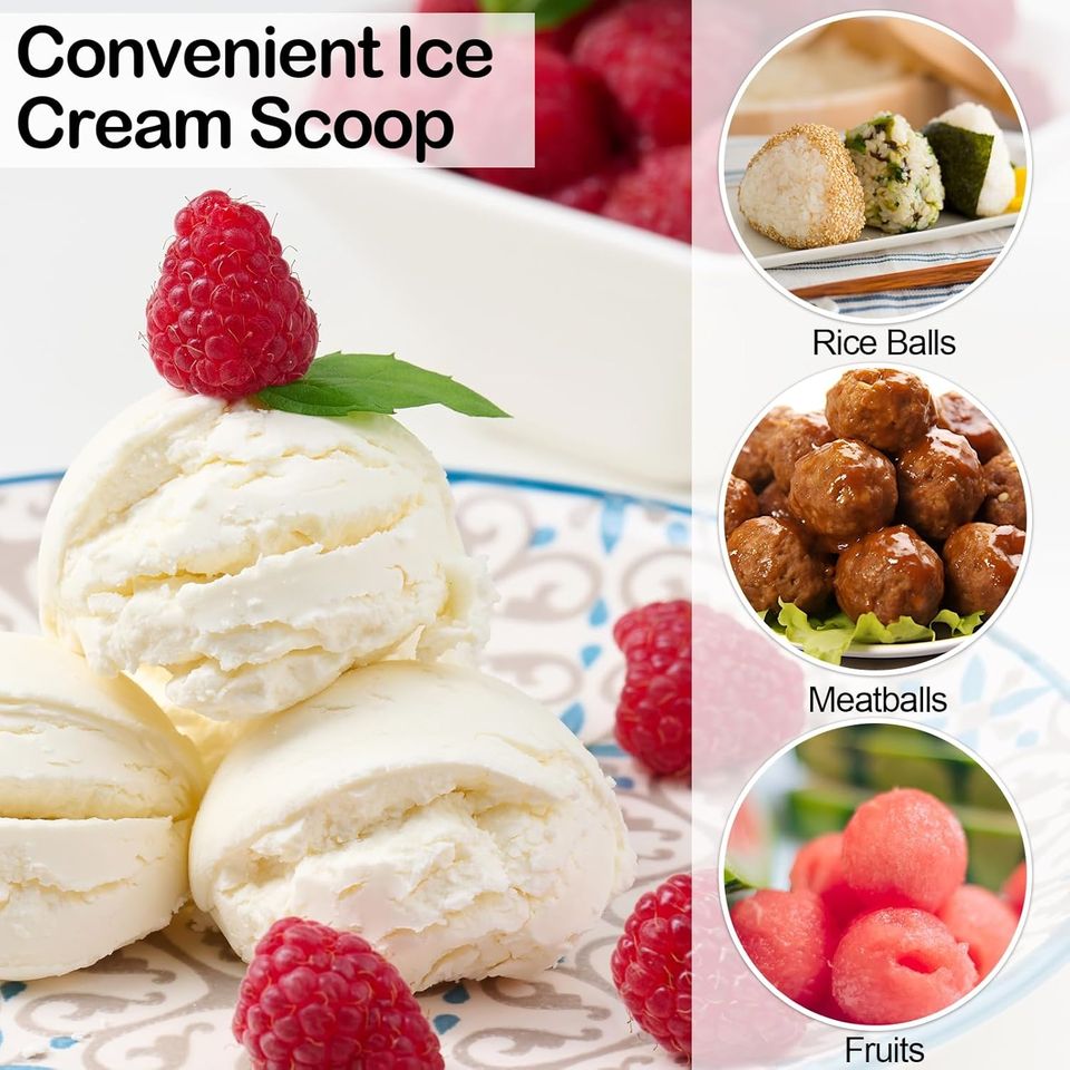 Stainless Steel Ice Cream Scoop with Trigger Release Kitchen Tool for Meatballs, Gelatos, Fruit Balls, Ice Cream Making, Melon Baller