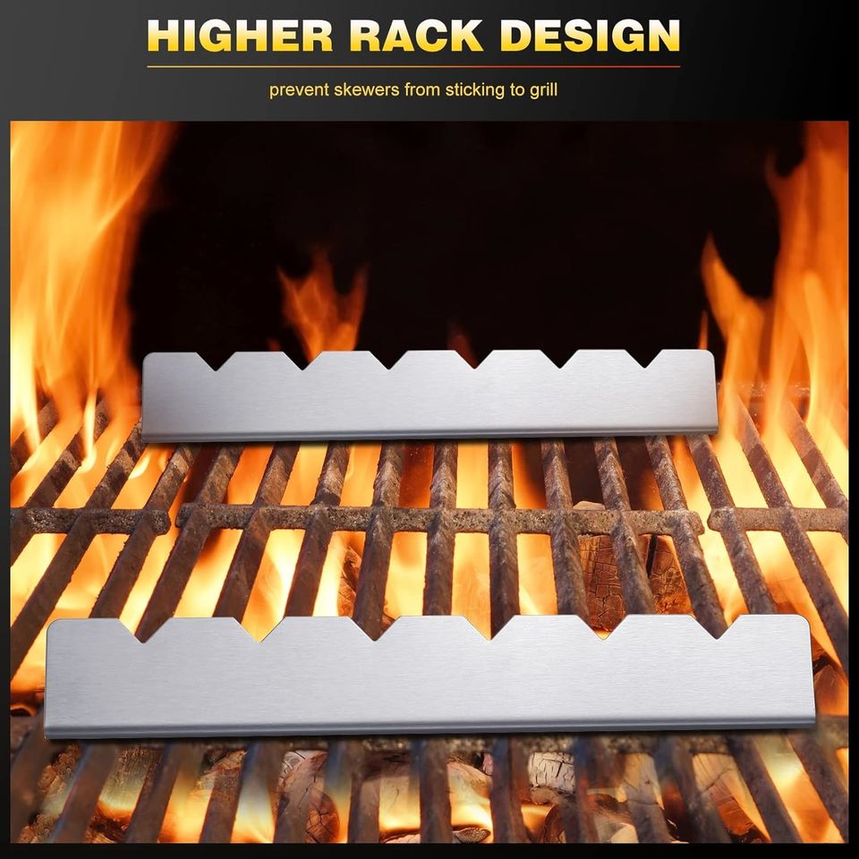 Stainless Steel Multifunctional Kabob Rack for Long Skewers BBQ Accessory
