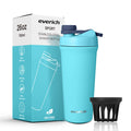 Everich 26oz Double-Wall Vacuum Insulated Stainless Steel Fitness Protein Shaker Bottles with Infuser