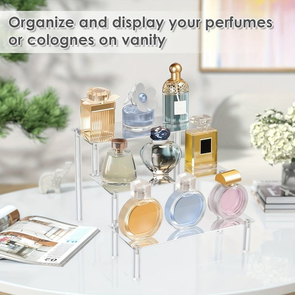 3-Tier Acrylic Bathroom Display Stand, Perfume Organizer, Transparent Cupcake Stand for Decoration and Storage