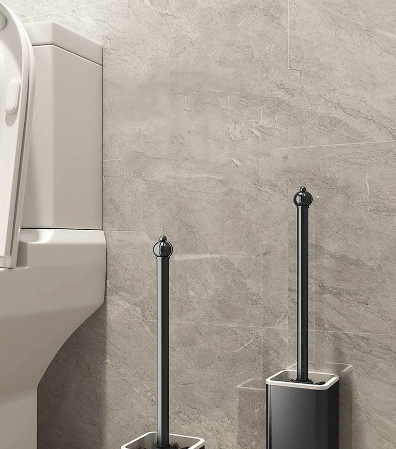 High-Quality Aluminum Black Floor Standing Wall Toilet Cleaning Brush and Plunger Set for Bathroom